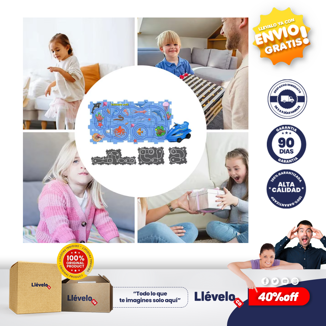 PuzzleRacer® pistas de carreras de coches, rompecabezas