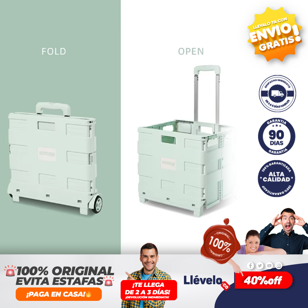 MovilEase® Carrito de compras portátil plegable