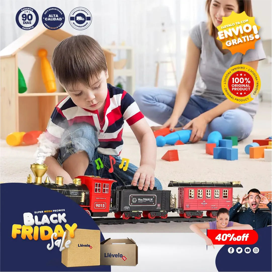 Tren Clásico de Juguete para Niños con Humo, Luz y Sonido - RoyalSteam® Original