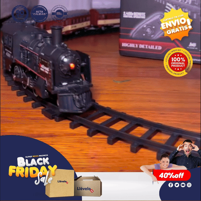 Tren Clásico de Juguete para Niños con Humo, Luz y Sonido - RoyalSteam® Original