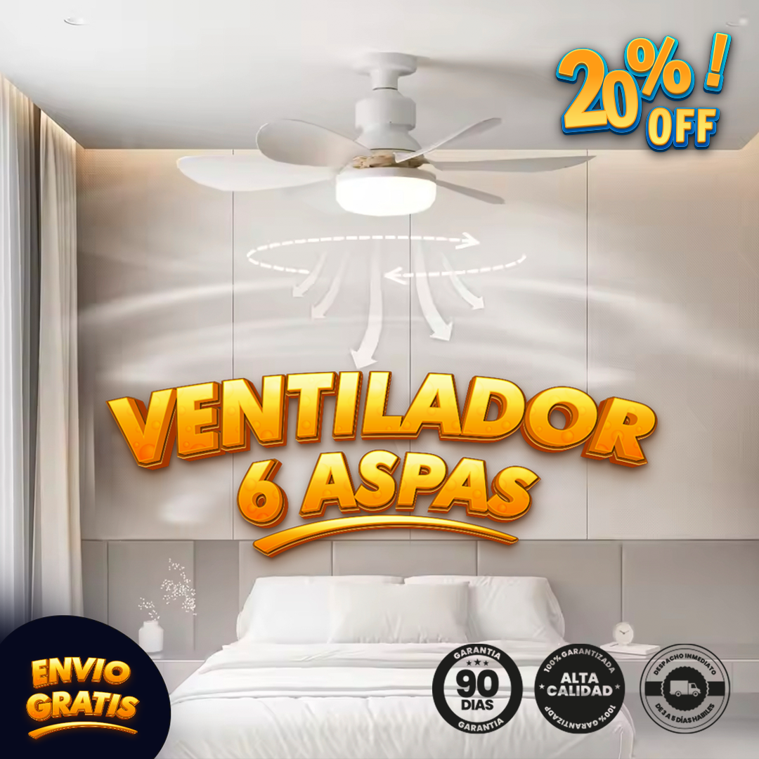 AirLuxe® Original - Lampara LED con Ventilador de 6 Aspas a Control Remoto