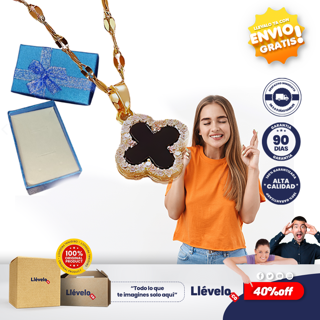 Trebolut® Collar Trebol 4 Hojas Negrocajaregal
