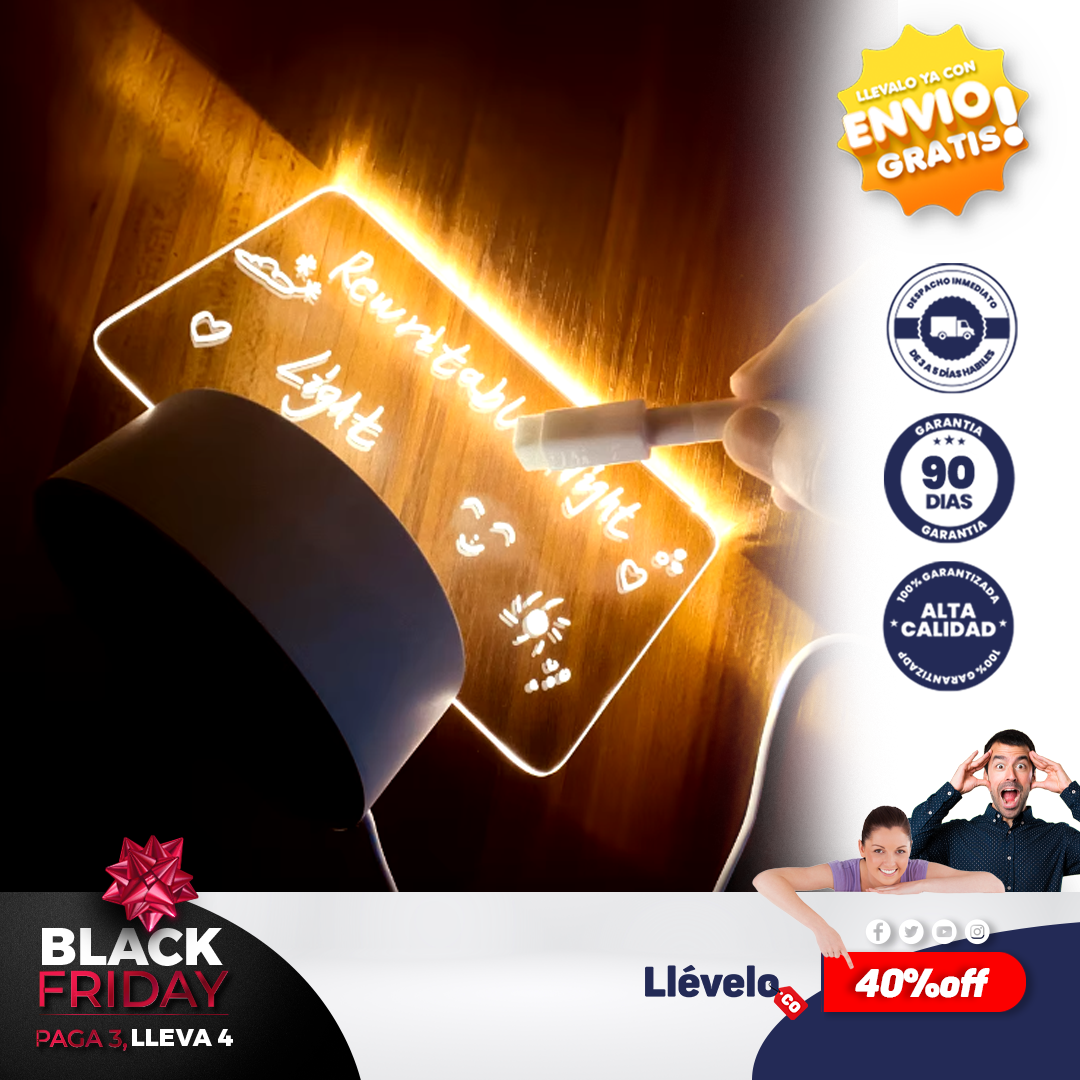 LuzNote® Tablero de notas con luz Led de noche creativa