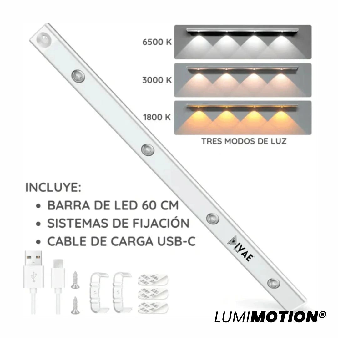 Barra LED de Lujo Recargable con Sensor de Movimiento - LumiMotion® Original
