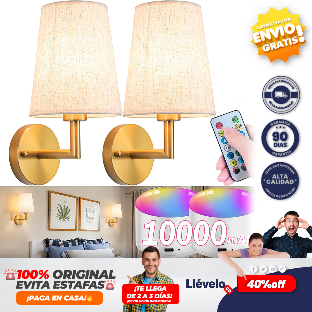LumiFlex® lámpara de pared inalámbrica para interiores con bombilla recargable