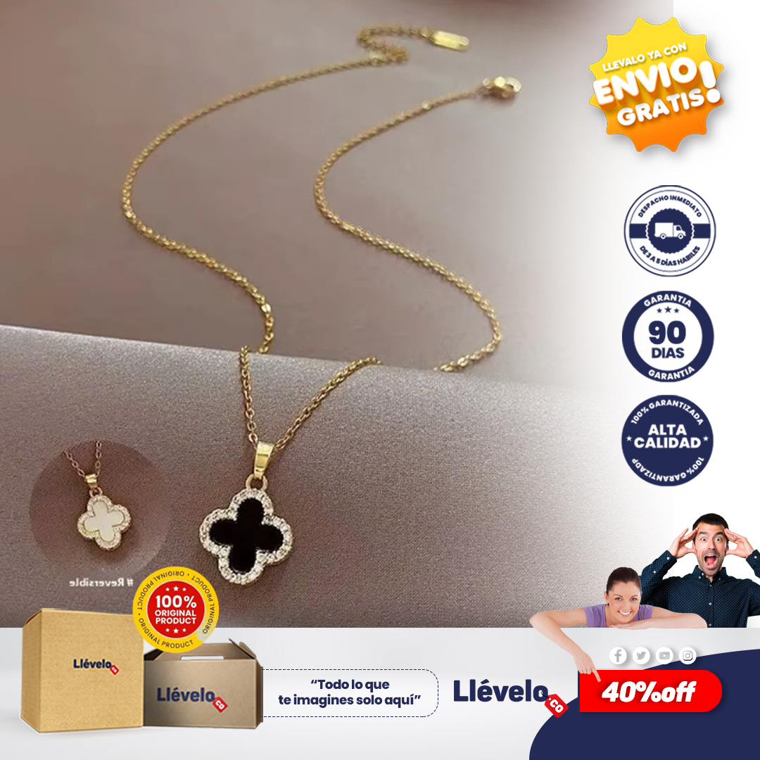 Trebolut® Collar Trebol 4 Hojas Negrocajaregal