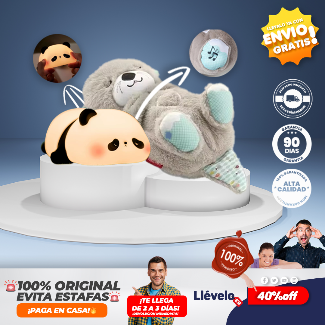 Dulce Abrazo® Combo Lampara de panda + Peluche de nutria
