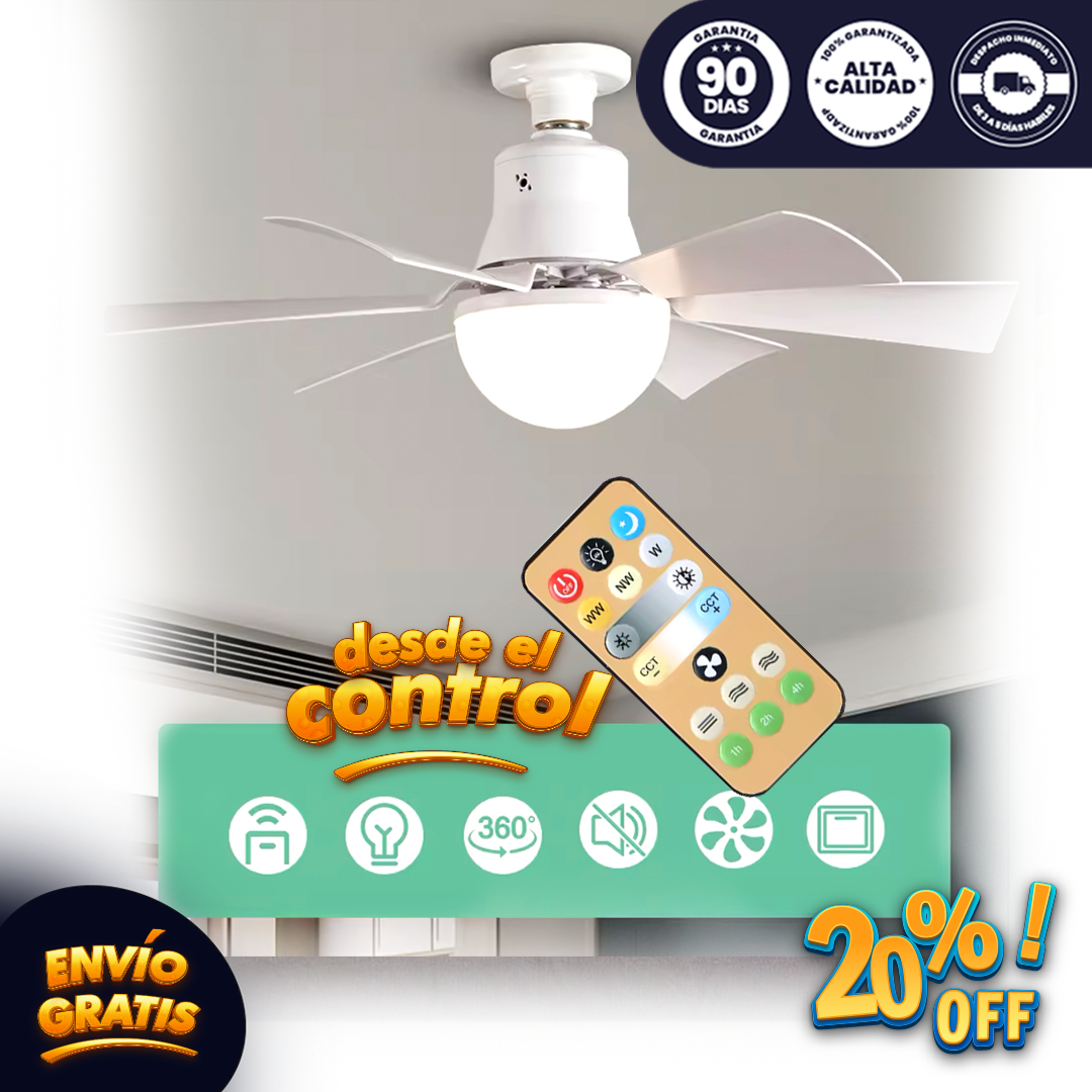 AirLuxe® Original - Lampara LED con Ventilador de 6 Aspas a Control Remoto