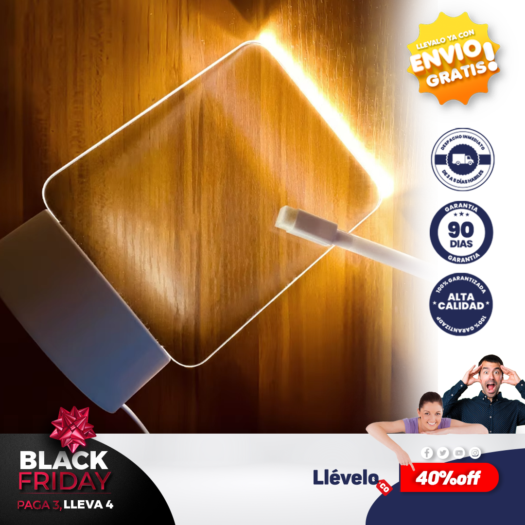 LuzNote® Tablero de notas con luz Led de noche creativa