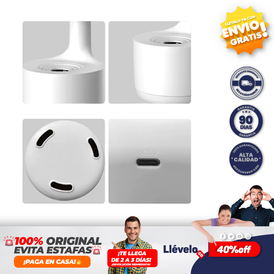 AquaZen® humidificador antigravedad con luz de reloj