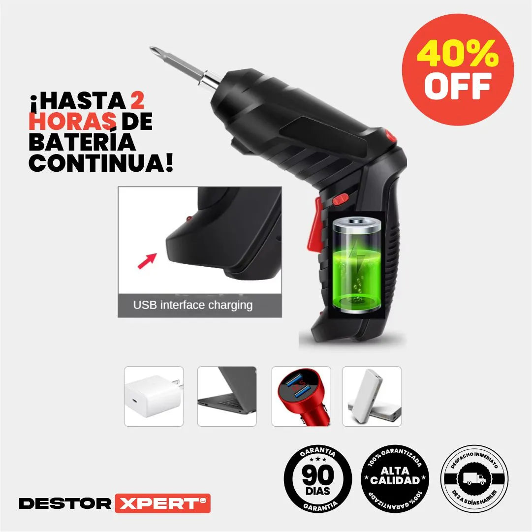 Kit de Destornillador Electrico recargable de 47 Piezas - DestorXpert® ORIGINAL