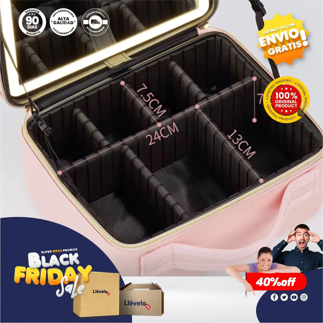 Estuche Inteligente de Maquillaje con Espejo LED - GlamTech®