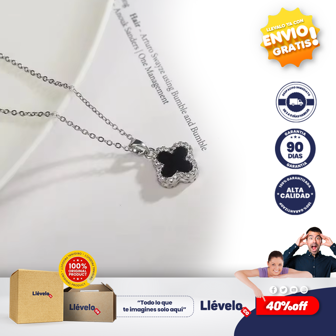Trebolut® Collar Trebol 4 Hojas Negrocajaregal