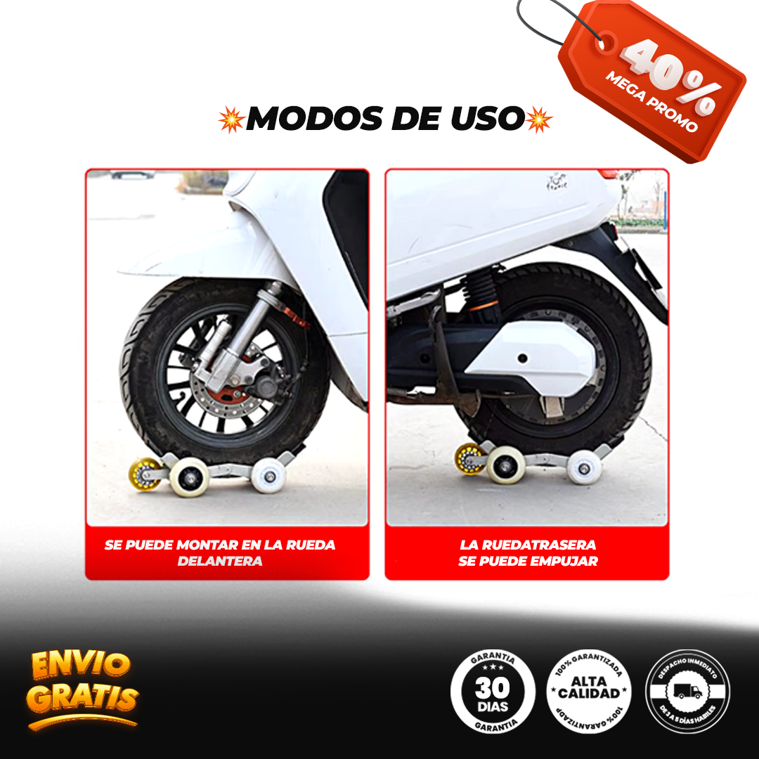 MotoRescate Pro® Herramienta de movimiento de carrito de refuerzo de neumáticos planos para motocicletas