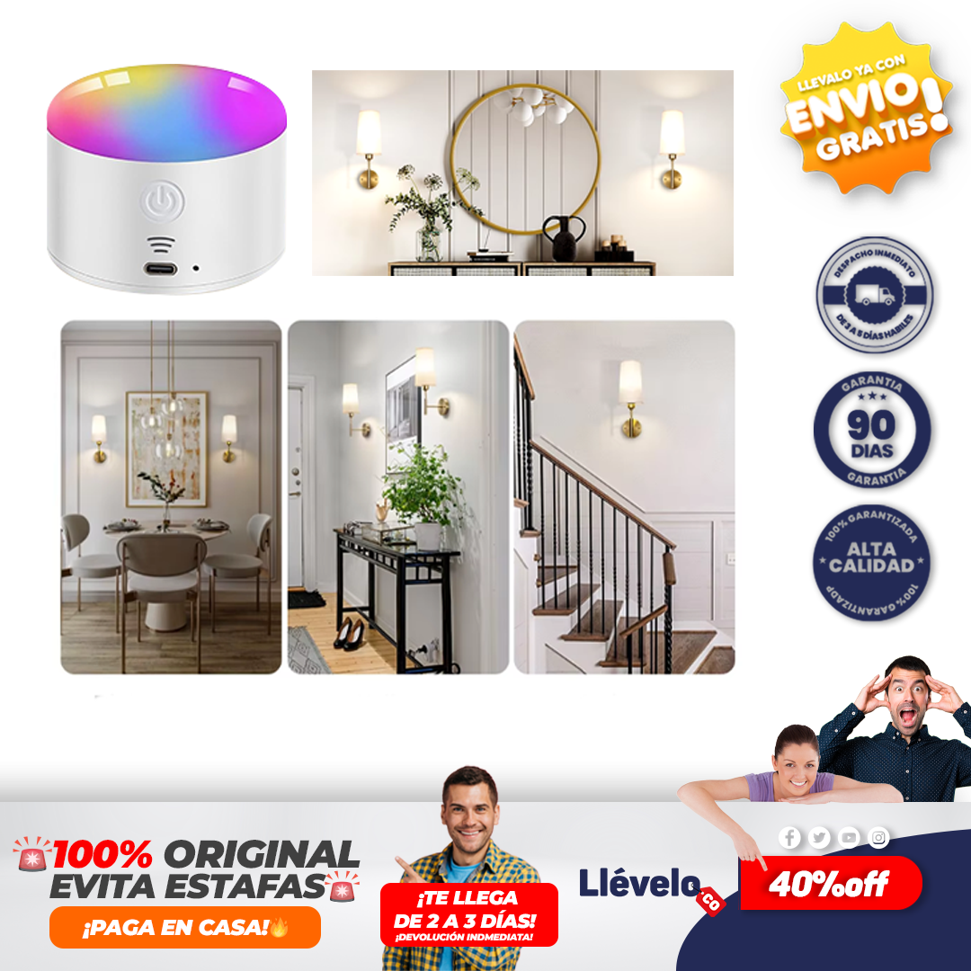 LumiFlex® lámpara de pared inalámbrica para interiores con bombilla recargable