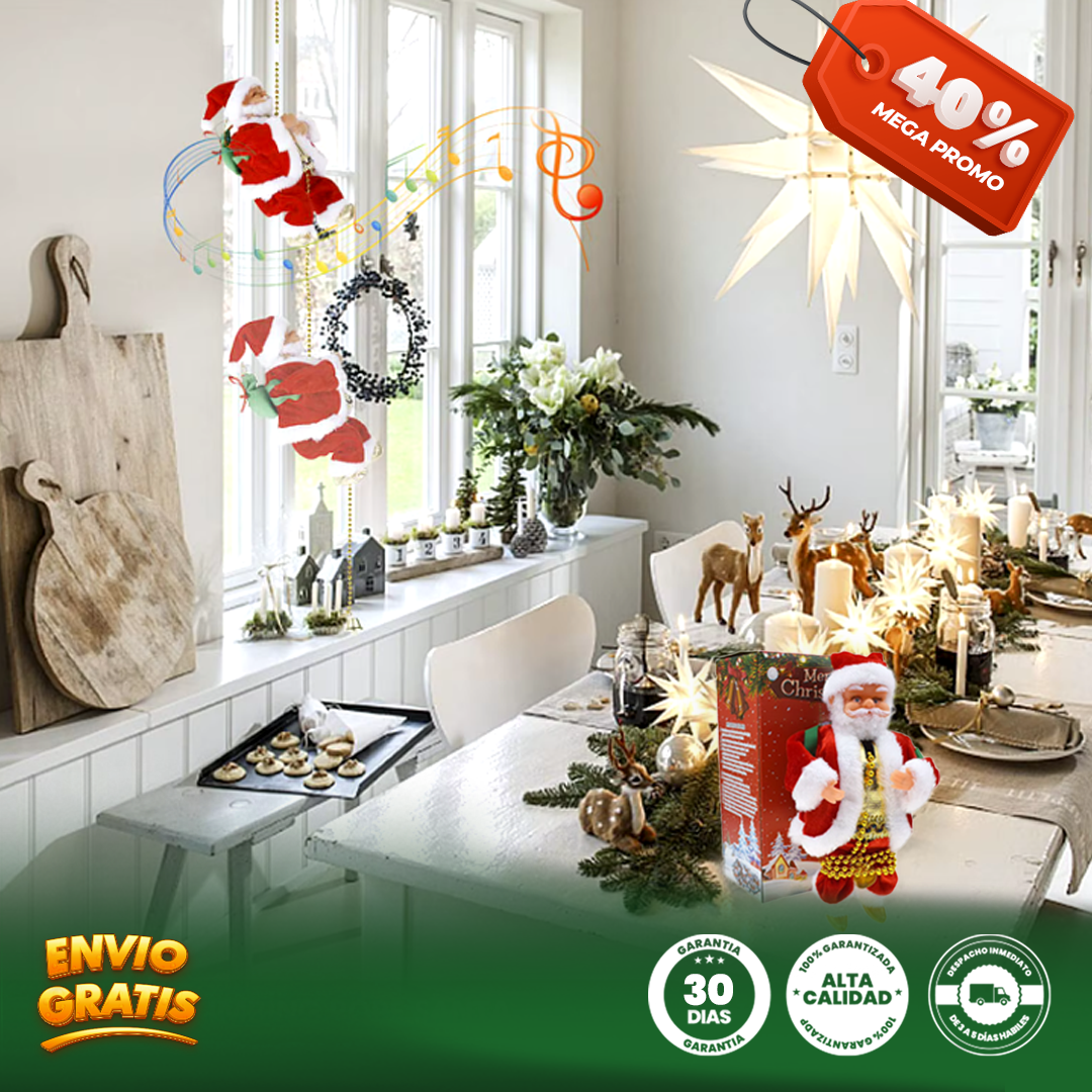 SubeSantas® Papá Noel, juguete eléctrico de Navidad con música y movimiento