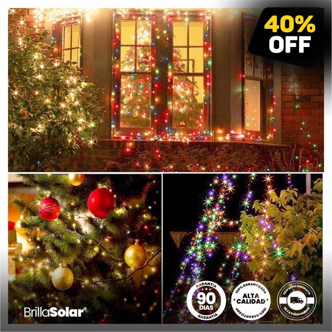 Luces Navideñas LED con Panel Solar - BrillaSolar® Original