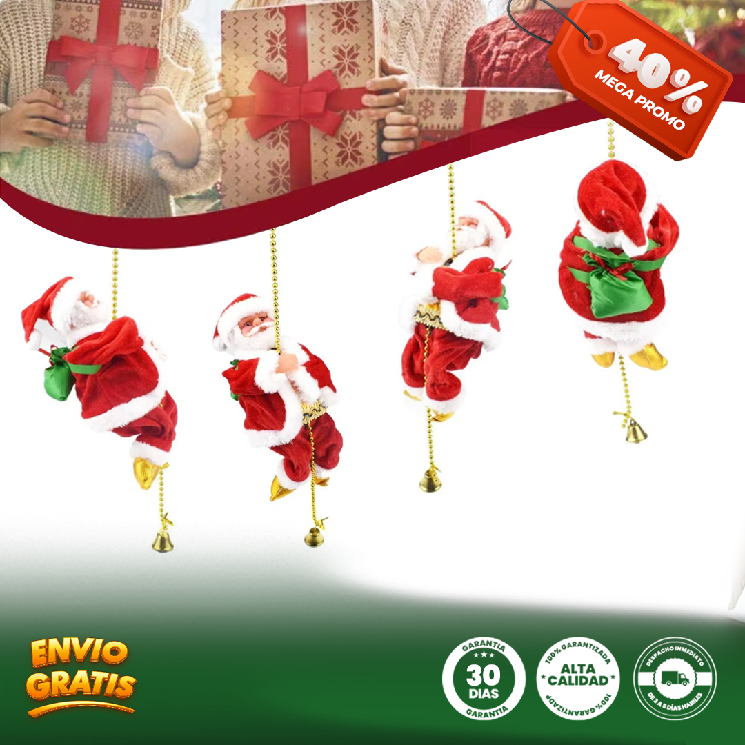 SubeSantas® Papá Noel, juguete eléctrico de Navidad con música y movimiento