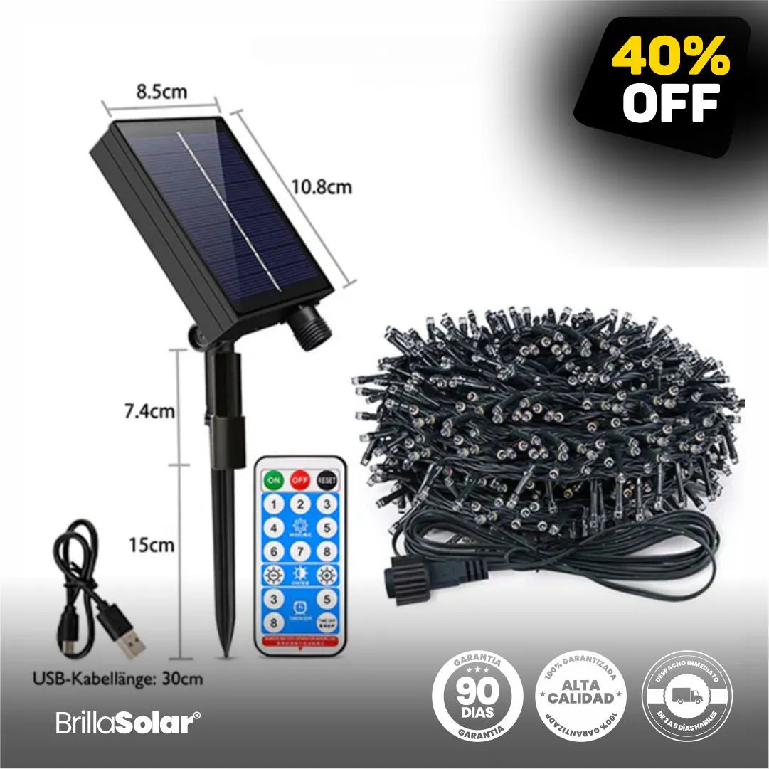 Luces Navideñas LED con Panel Solar - BrillaSolar® Original
