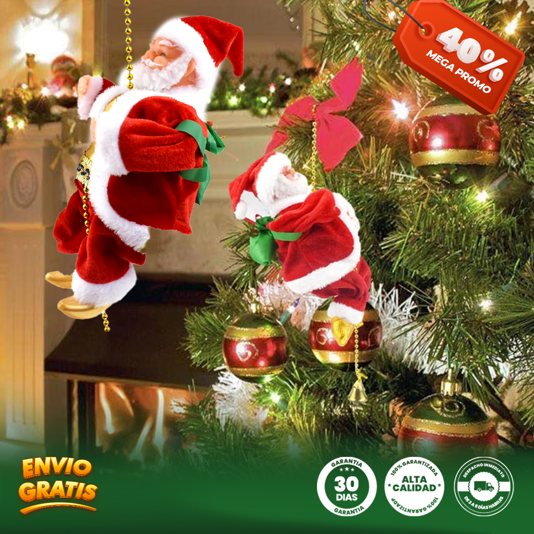 SubeSantas® Papá Noel, juguete eléctrico de Navidad con música y movimiento