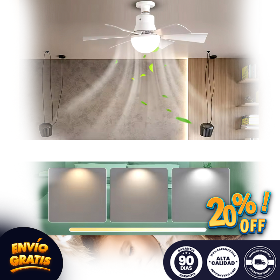 AirLuxe® Original - Lampara LED con Ventilador de 6 Aspas a Control Remoto