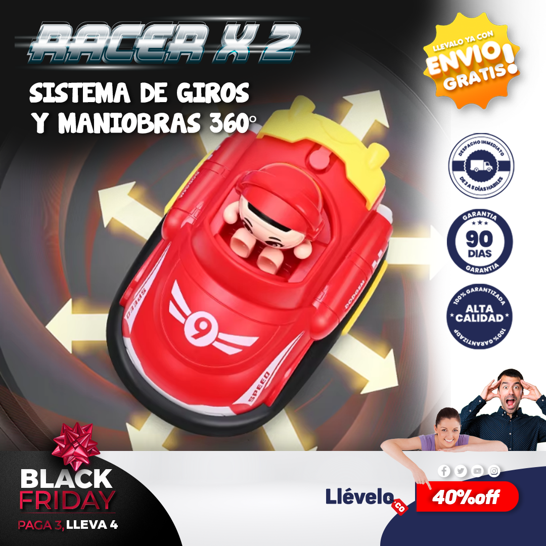 Racerx2® Coche parachoques de control remoto para niños y niñas.