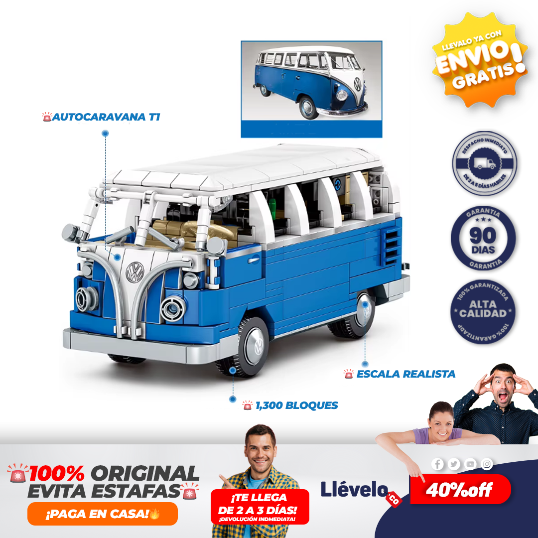 MiniCombi® juguete de ladrillos para armar autocaravana T1