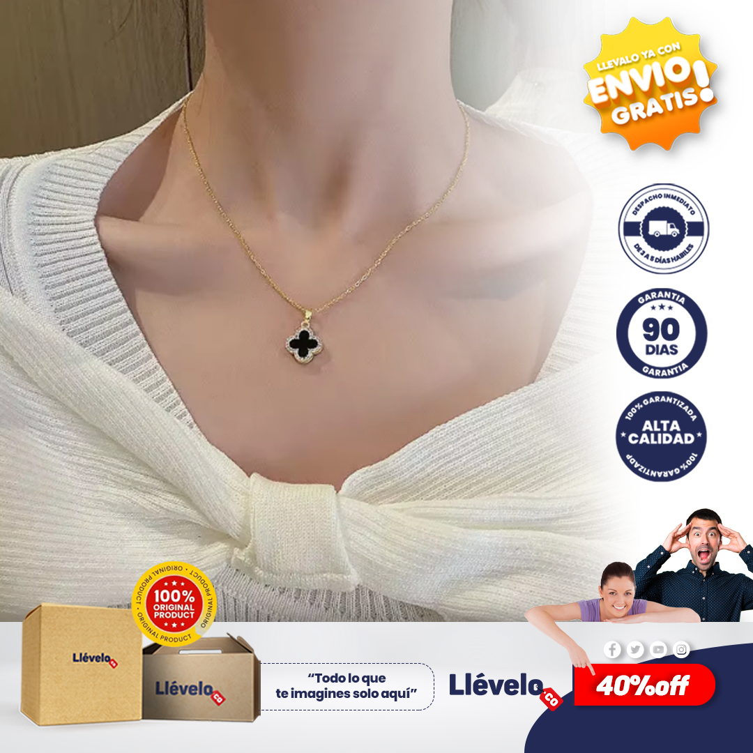 Trebolut® Collar Trebol 4 Hojas Negrocajaregal