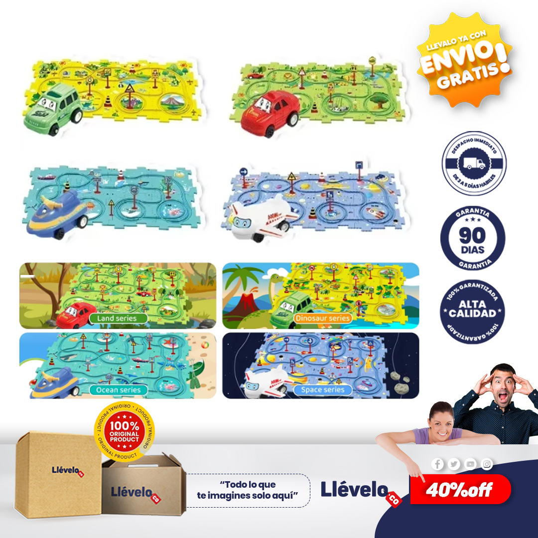 PuzzleRacer® pistas de carreras de coches, rompecabezas