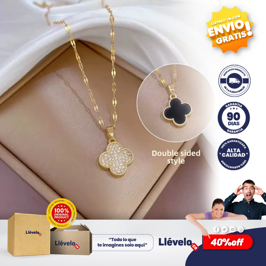 Trebolut® Collar Trebol 4 Hojas Negrocajaregal