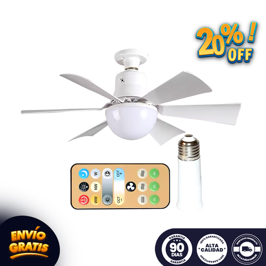 AirLuxe® Original - Lampara LED con Ventilador de 6 Aspas a Control Remoto