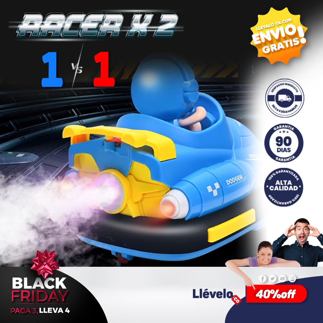 Racerx2® Coche parachoques de control remoto para niños y niñas.