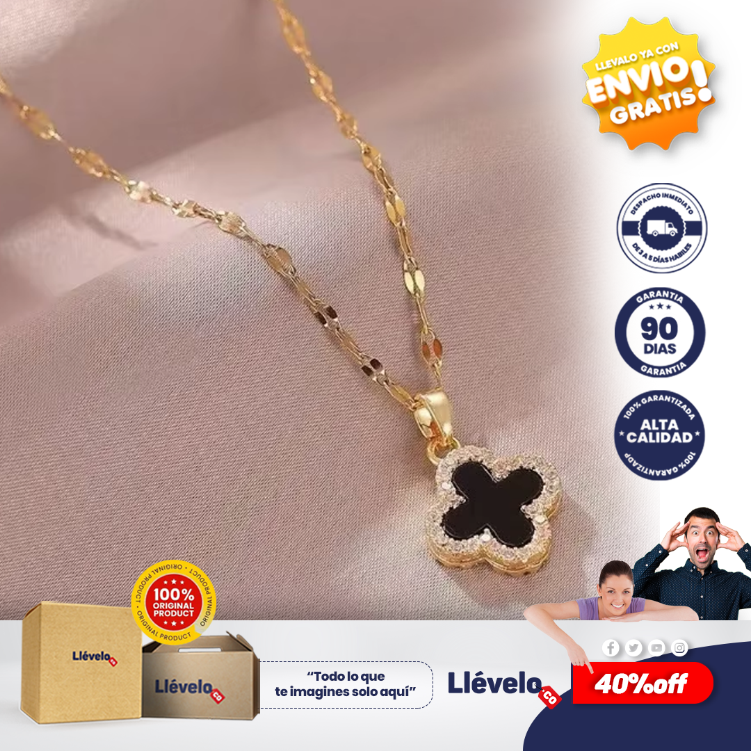 Trebolut® Collar Trebol 4 Hojas Negrocajaregal