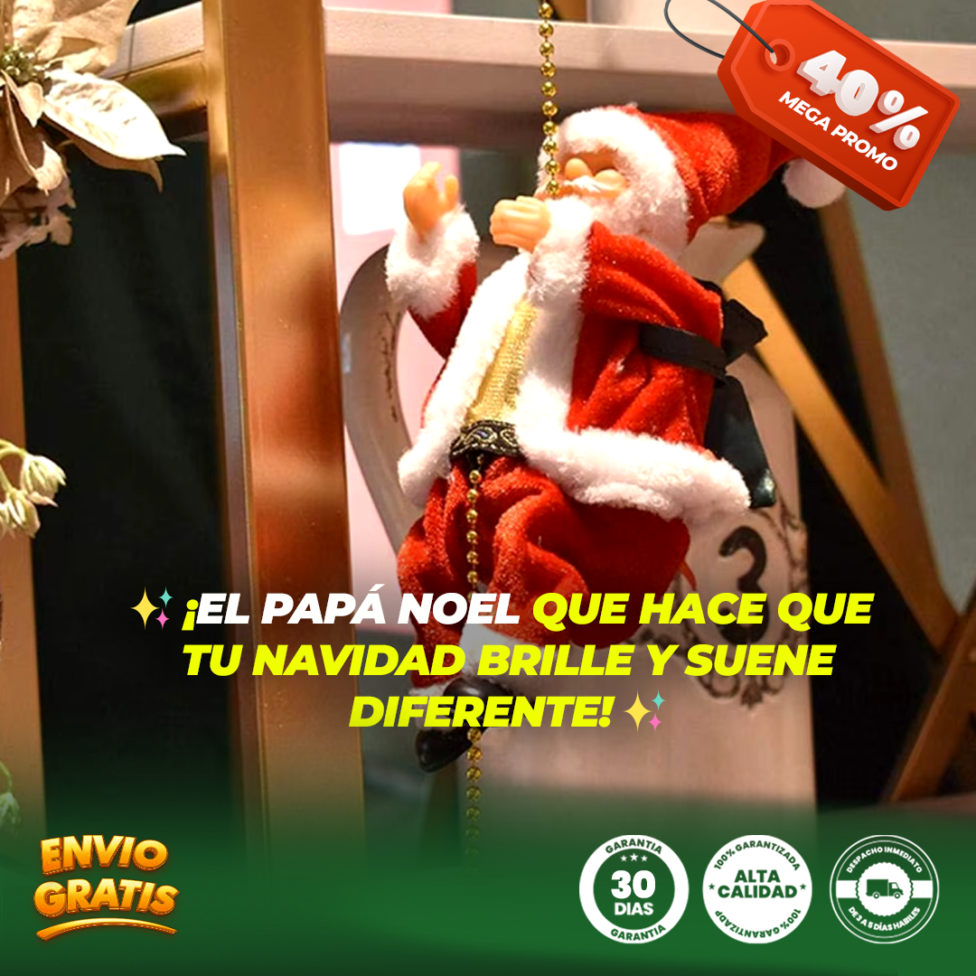 SubeSantas® Papá Noel, juguete eléctrico de Navidad con música y movimiento