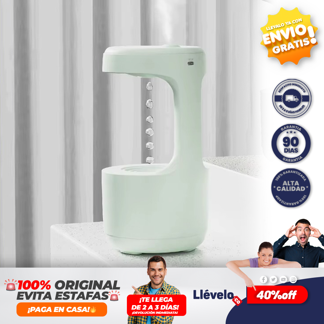 AquaZen® humidificador antigravedad con luz de reloj