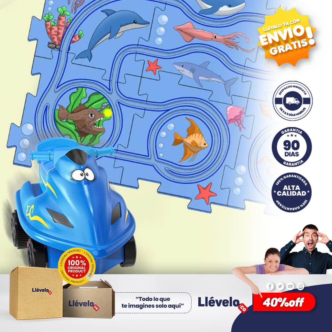 PuzzleRacer® pistas de carreras de coches, rompecabezas