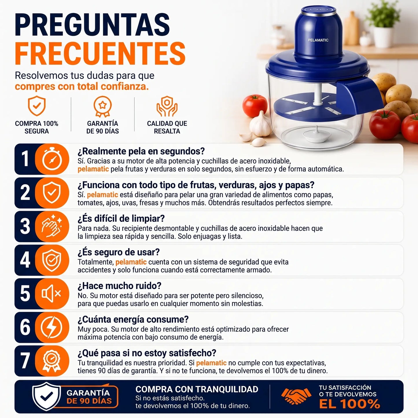 Pelamatic® Pelador Inteligente Inalámbrica de Cocina