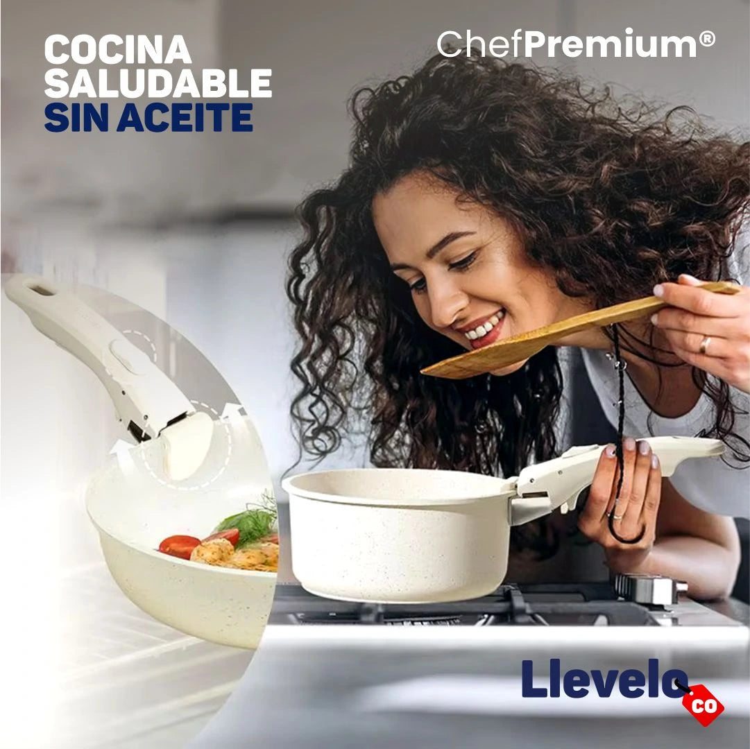 Chef Premium® - Set de Ollas Antiadherentes Desmontables (11 Piezas)