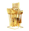ELEGANTE SET DE CUBIERTOS EN ACERO INOXIDABLE DORADO (24 PIEZAS) + ORGANIZADOR