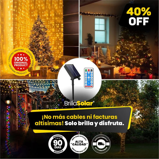 Luces Navideñas LED con Panel Solar - BrillaSolar® Original