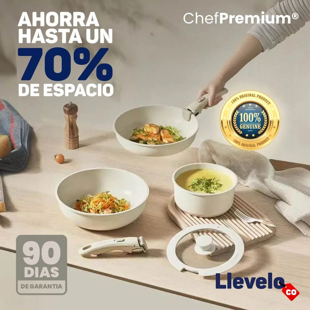 Chef Premium® - Set de Ollas Antiadherentes Desmontables (11 Piezas)