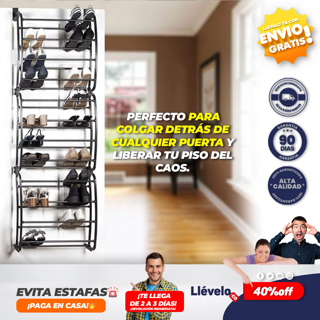 MaxiOrden® Zapatero de Puerta 12 Niveles