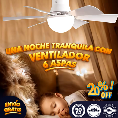 AirLuxe® Original -  Lampara LED con Ventilador de 6 Aspas a Control Remoto