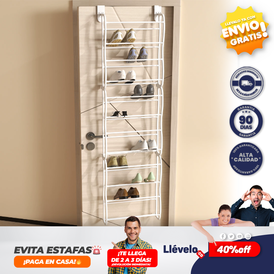 MaxiOrden® Zapatero de Puerta 12 Niveles