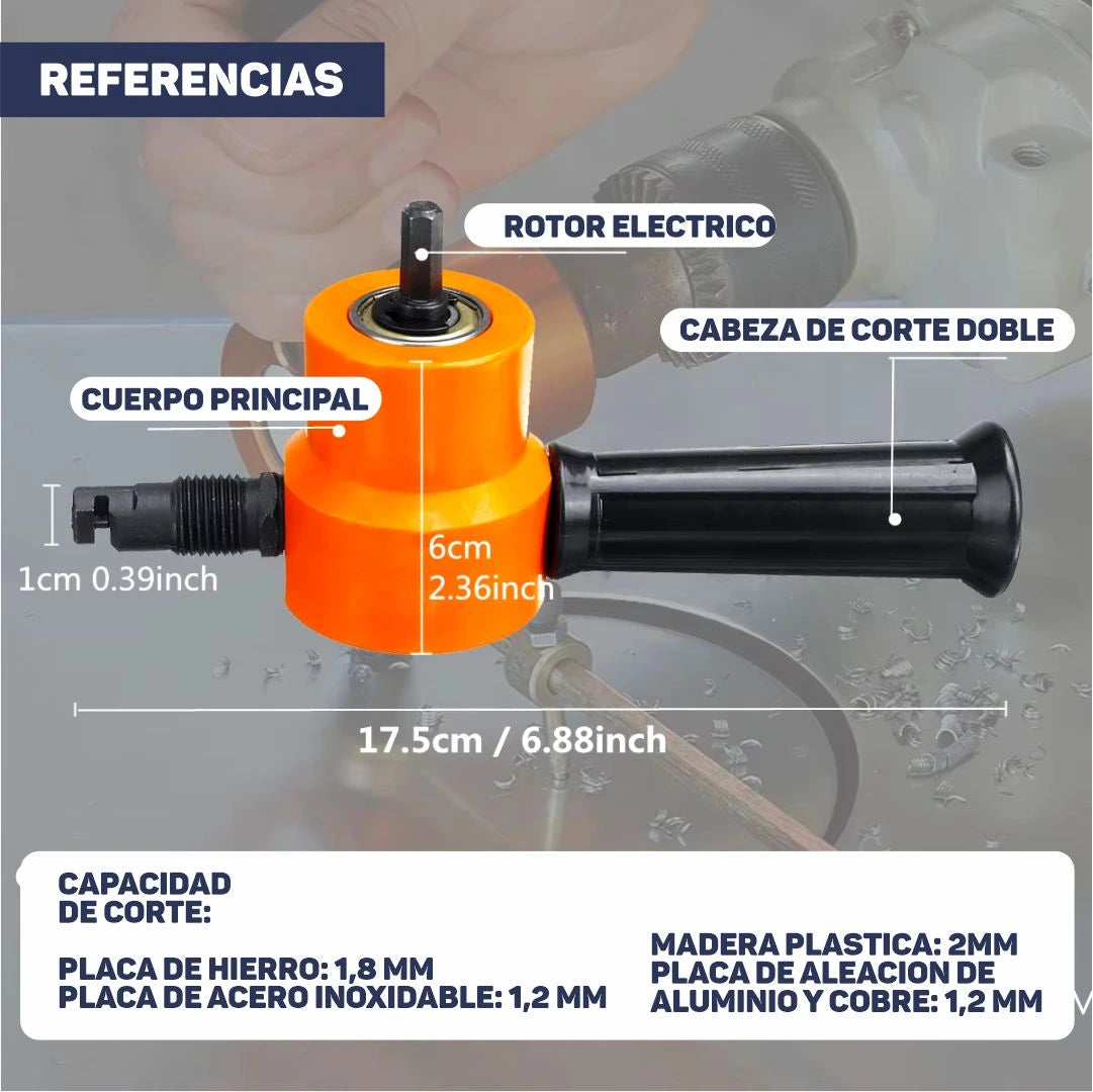 Adaptador de Corte de Metales Gruesos para Taladro - NibblerCut®