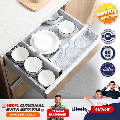 DiviSmart® Separadores de cajones de cocina ajustables y extensibles