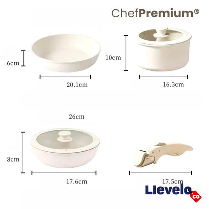 Chef Premium® - Set de Ollas Antiadherentes Desmontables (11 Piezas)