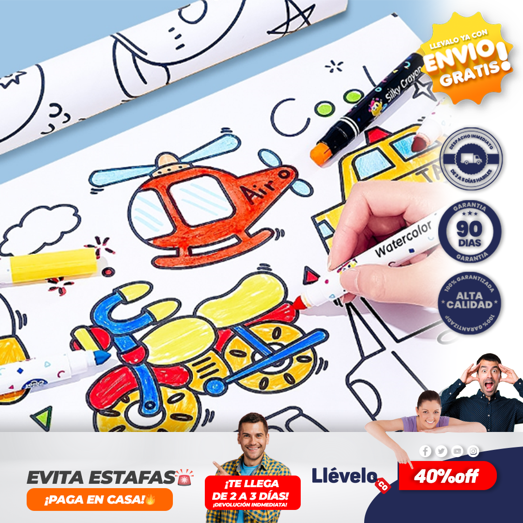 CreaRollo® Rollo De Papel Adhesivo Dibujos Colorea