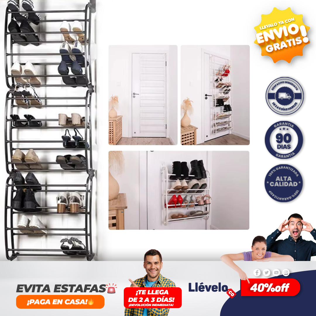 MaxiOrden® Zapatero de Puerta 12 Niveles