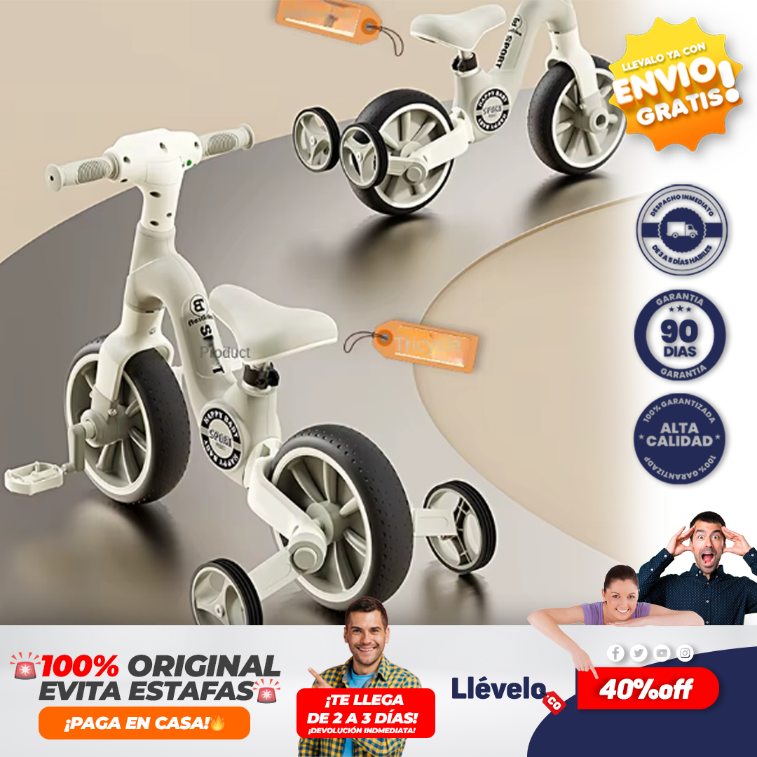 MOTO PLAY®  triciclo de Pedal para niños y niñas